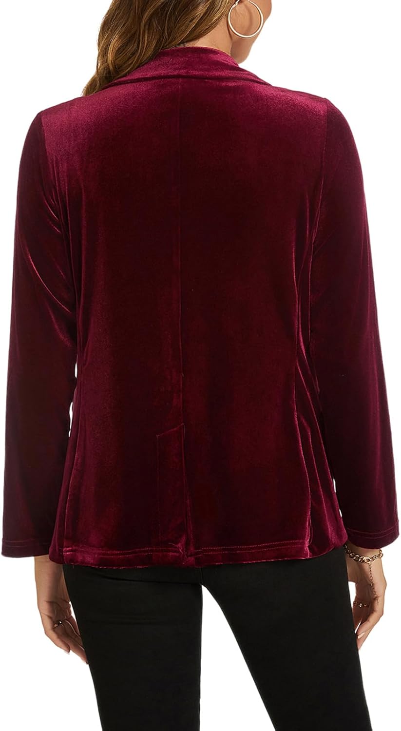 MINTLIMIT Womens Velvet Blazer Suit Jacket Long Sleeve Notched Lapel Button Coat Work Office Blazer Jacket with Pockets - Image 6