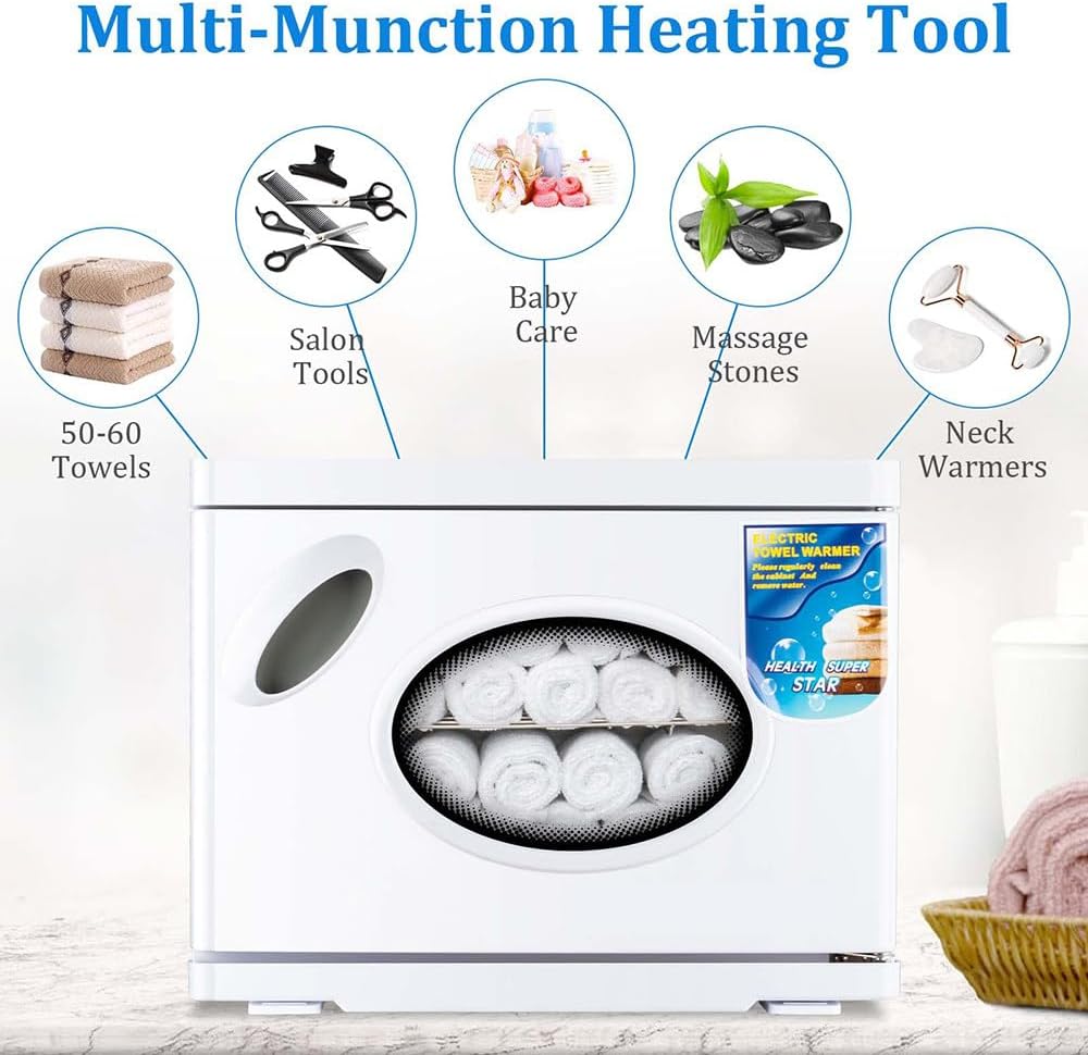 Towel Heating Cabinet,23L Large Capacity Hot Towel Heater,2 in 1 Spa Towel Heater,Transparent Window, Suitable for Facial Care,Barber Shop,Beautician,Gym, Hotel,Home Use,Towel Not Included