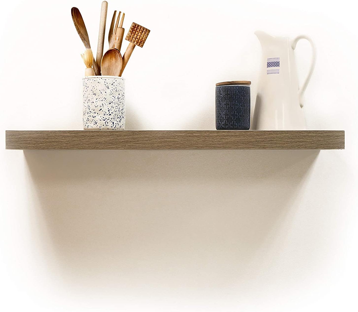 Lewis Hyman, InPlace Shelving, Floating Shelf with Invisible Brackets, 10.2" D x 35.4" W x 2" H, Rustic Wood, 9602048E