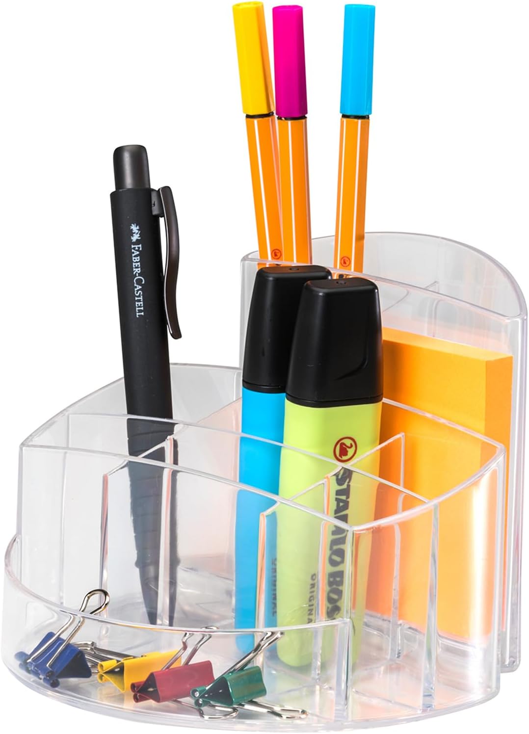 HAN 17460-23, RONDO Desk tidy. Elegant, glossy, premium quality with 9 compartments, transparent crystal-clear