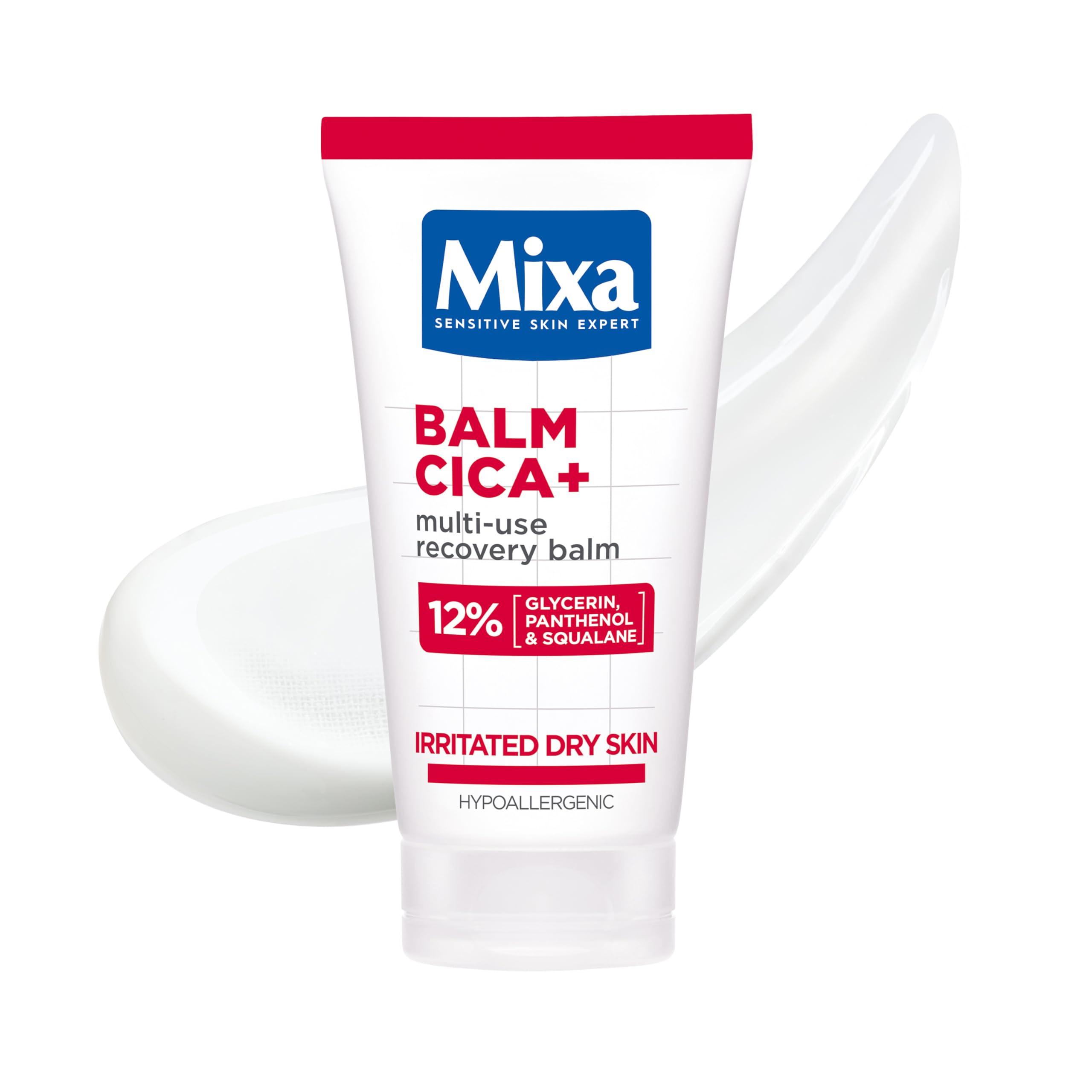 Mixa Multi-Use Balm Cica, Multi-Use Recovery Balm for Irritated Dry Skin, with 12% Glycerin, Panthenol & Squalane, Suitable for Face, Body & Lips, Hypoallergenic, 50ml
