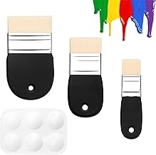 3 PCS Flat Paddle Paint Brush Set Short Handle Paint Brushes Nylon Painting Brushes for Acrylic Paint Oil Watercolor Varnishes