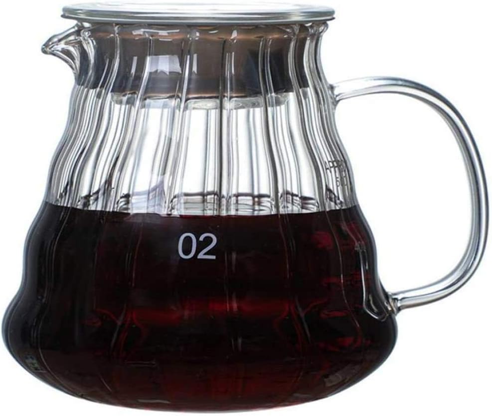 Glass Jug Coffee Server, Glass Coffee Tea Carafe with Rubber Lid Heat Resistant Coffee Pot for Home Office-300ML
