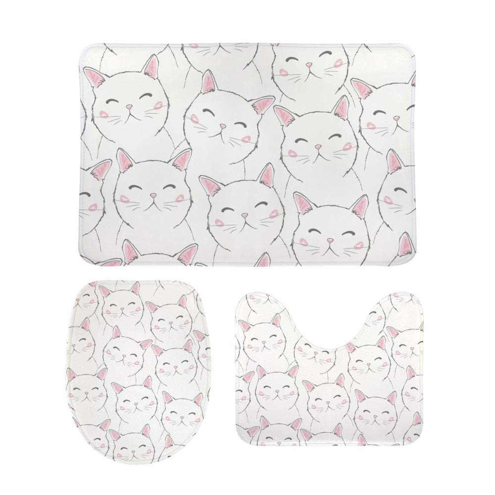 Tapis de bain chat mignon blanc pour sortie de douche douce