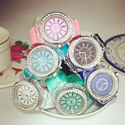 Cdybox Silicone Bling Women Men Watch Led Luminous Colorful Lights Sport Watches Girls Boys (6 Pack) #TOP6