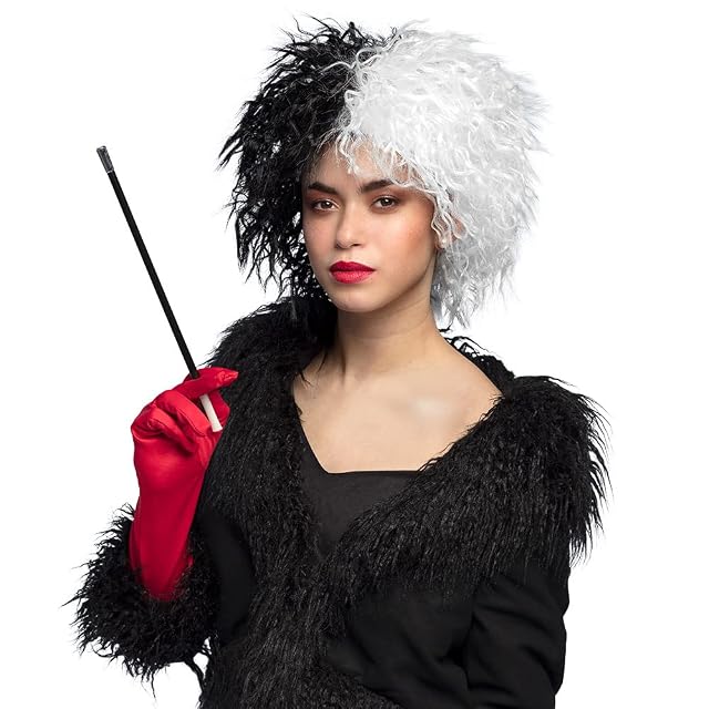 Foto 2 de 4 de Boland 86035 - Peluca para adultos, negro y blanco para mujer, peluca para Halloween o carnaval, peluca…