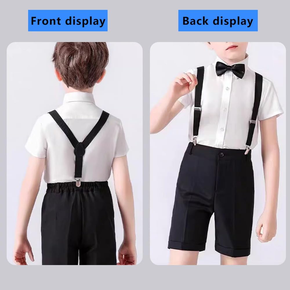 Kids-Adjustable-Suspenders-Bowtie-Set Classic Formal Wedding Party Outfit | Adjustable kids suspenders and bow tie set, perfect for weddings, parties, school events and formal dress outfits (2-10 year)