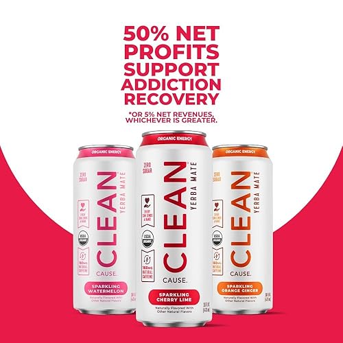 Vista 5 de Zero Calorie Sandía Organic Sparkling Yerba Mate Tea - Cero Azúcar, Cero culpa, (160 mg de cafeína), latas de 16 oz, paquete de 12 – CLEAN CAUSE