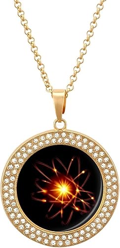 Science Atom Pendant Necklace for Women Crystal Choker Personalized Jewelry Gifts