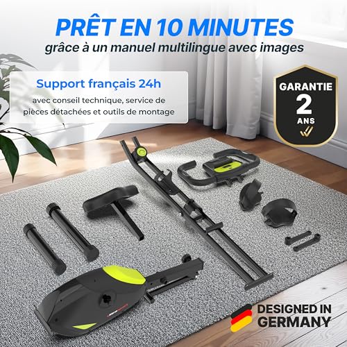 Ultrasport F-Bike Pro Vélo d’Appartement Pliable I Vélos d'Appartement Extra Silencieux jusqu'à 150 kg avec Selle Confort, Velo d Appartement Pliable, Vert-Noir – vue 9