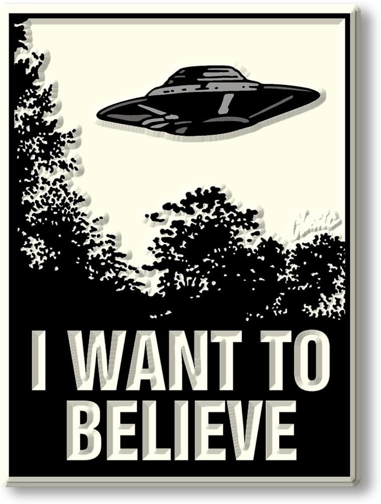 UFO I Want to Believe Magnet by Classic Magnets, 3D Rubber Vintage-Style Collectible Gifts Made in the USA, 2.4" x 3.2"