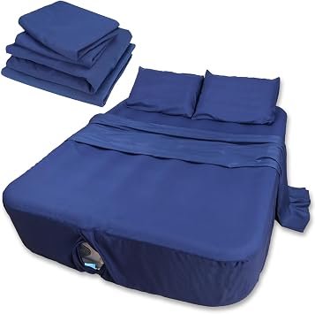 AEHISDHIE Air Mattress Sheets - 4 Pieces Set - Suitable for Inflatable mattresses 16 to 24 inch deep - can be inflated Without disassembly, Convenient, Sturdy, Easy to use air Bed SheetBlue,Queen