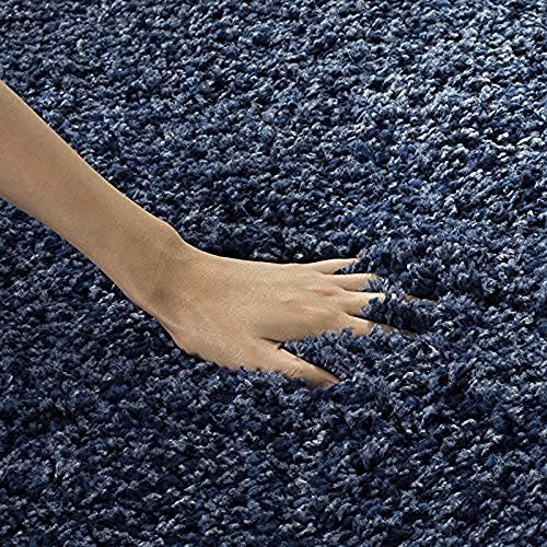 Image of F & B RUGS ; SUPERIOR QUALITY PRODUCTS Firoz and Brothers Handwoven Super Soft Indoor Modern Shag Microfibre Silky Fluffy Smooth 2x4 feet Navy Blue