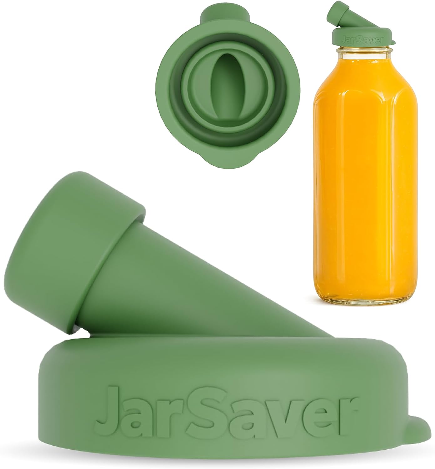 JarSaver® Silicone Pour Spouts 48mm | Compatible with Stanpac & Libbey Glass Milk Bottles | BPA-Free, Leakproof, Reusable Silicone Spout for Easy Pouring | Pack of 2 (Green)
