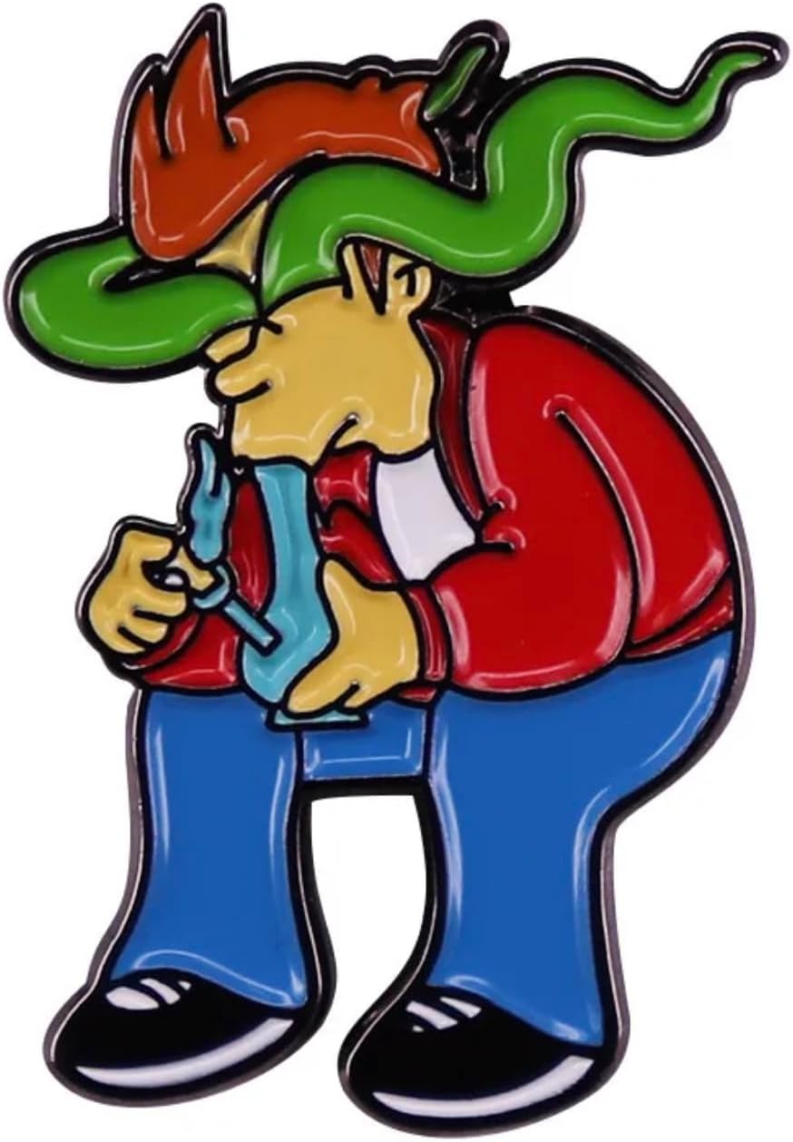 Futurama Philip J Fry Smoke Smoking Hit Bong High Weed Cannabis CBD Hemp Marijuana Animated Comedy TV Show 1.2" Enamel Pin Badge