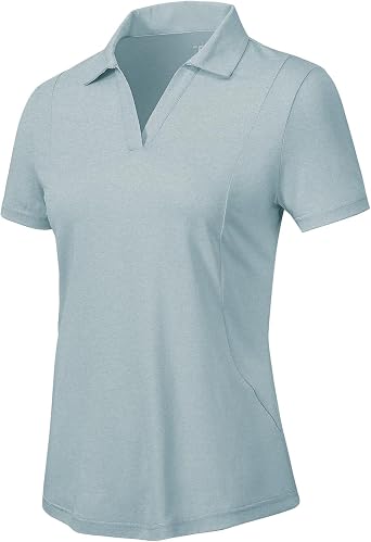 YSENTO Womens Golf Apparel Shirts Clothes V-Neck Tops Collared UPF 50+ Dry Fit Short Sleeve Tennis Polo Shirts
