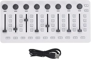USB Bluetooth Midi Controller Mixer Wire Less Midi Mixing Console 360 Degree Rotating Encoders Keyboard 8 Push Buttons 43 Control Keys 8 Knobs