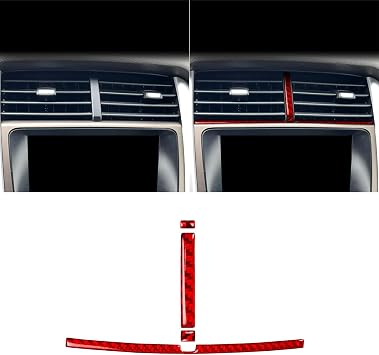Compatible with Ford Edge 2011 2012 2013 2014 Real Red Carbon Fiber Car Dashboard Central AC Vent Outlet Side Decorative Strip Trim Sticker Auto Interior Accessories