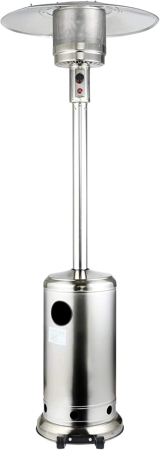 AIZYR Large Stainless Steel Patio Heater, Gas Patio Heater with Wheels/Adjustable Thermostat for Balcony Patio Home,Liquefied Gas