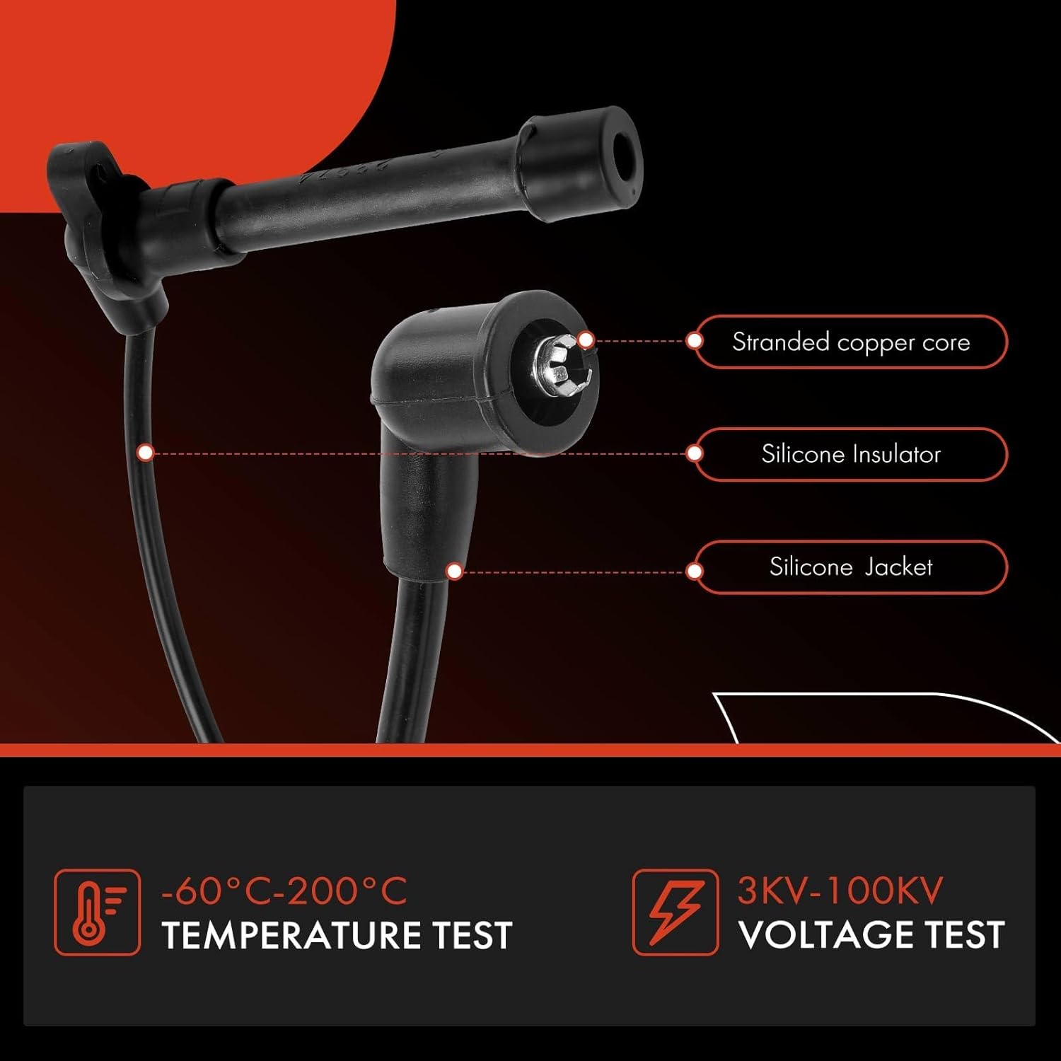 A-Premium 6PCS Spark Plug Wires Compatible with Nissan Frontier 2001-2004 3.3L, Xterra 2002-2004 3.3L