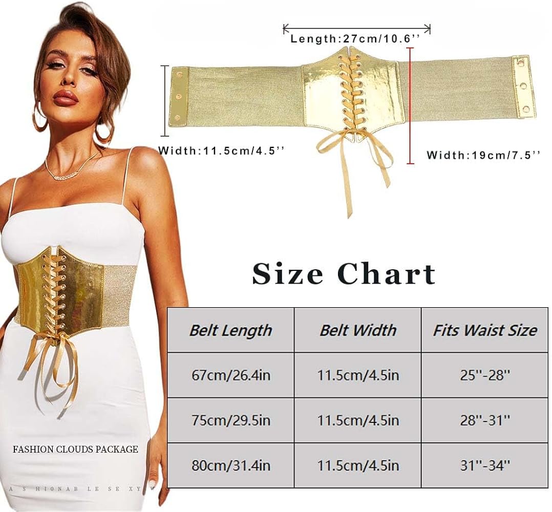 8658 Women Corset Belt Gold Wide Elastic Waist For Dresses Thick Yalice Women Corset Belt Gold Wide Elastic Waist Belt for  main image 4