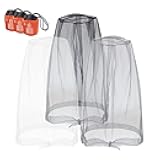 Anvin Mosquito Head Mesh Nets Gnat Face Netting for No See Ums Insects Bugs Gnats Biting Midges from Any Outdoor Activities, Works Over Most Hats Comes with Free Stock Pouches (3pcs, Grey+Black+White)
