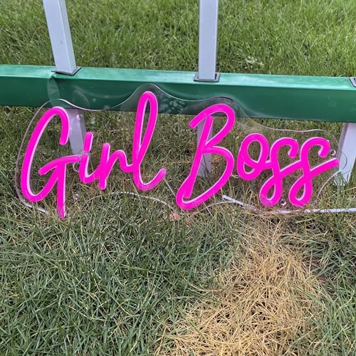 Image of Girl Boss Neon Sign For Baby Birthday Decorations, Pink USB Led Light Up Signs for Girls Bedroom, Girl Boss Office Decor, Neon Wall Art Gift For Boss (15.7x7in)