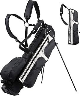 WYKDL Golf stand Bag Portable Golf Bag with 4 Way Organizer Divider Top,for Golf Course and Travel Sunday golf bag,Easy carry Space Saving（black）