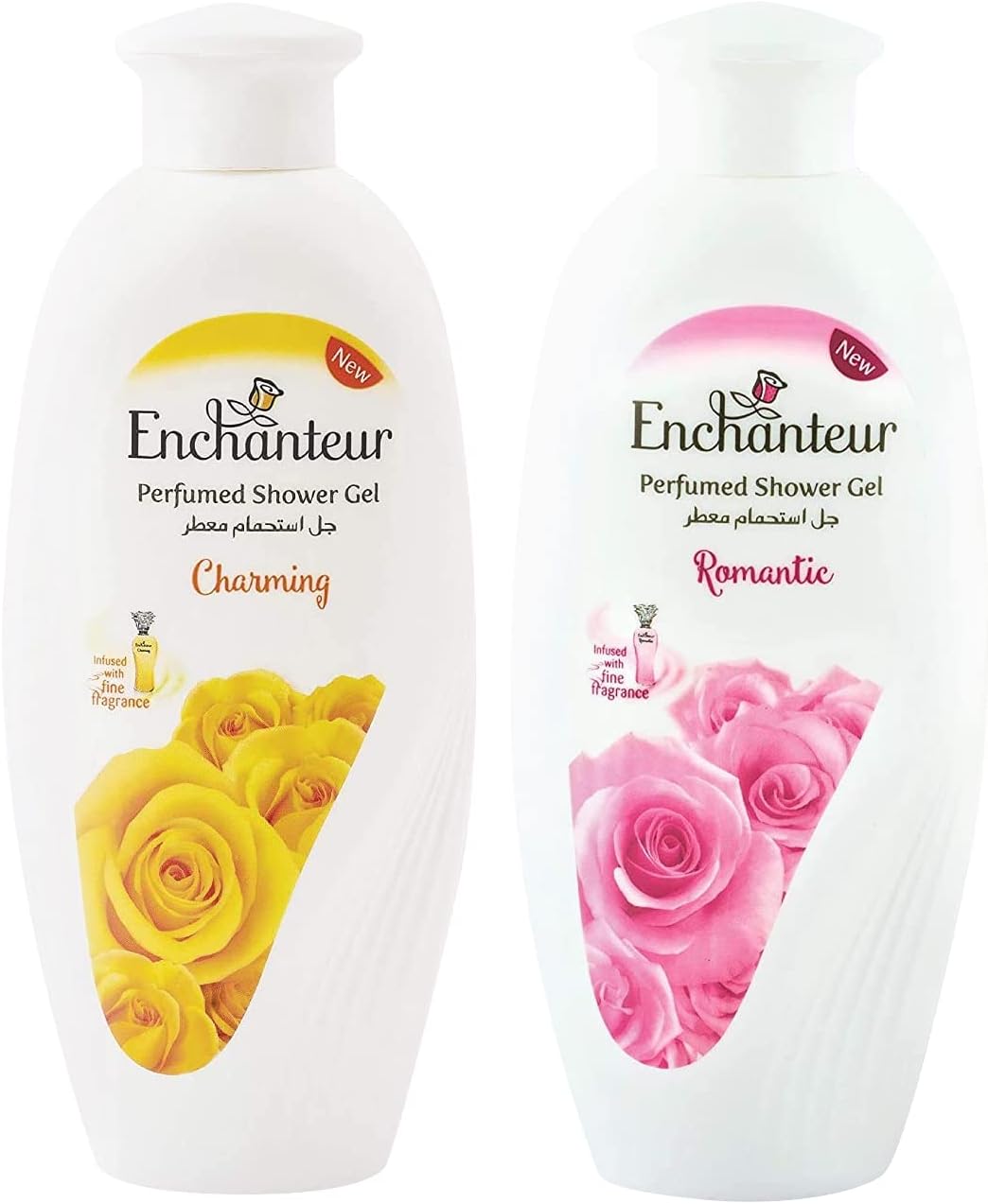 Enchanteur Romantic Perfumed Shower Gel (Body Wash) For Women, 250ml With Roses & Jasmine Extracts & Charming Perfumed Shower Gel (Body Wash) For Women, 250g With Roses, Muguets & Cedarwood