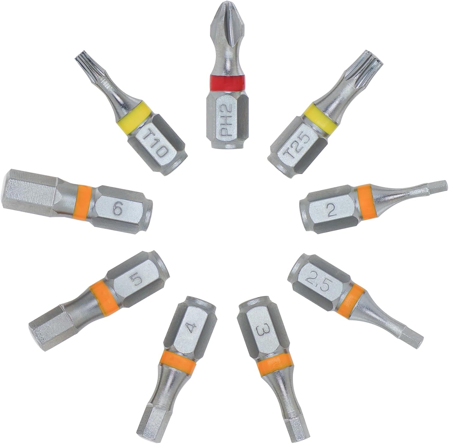 711L Color-Coded 9-Piece Hex Bit Set – 1/4” Drive | Extra 1mm Extended Base for Quick Release | Laser-Engraved Sizes | S2 Alloy Steel for Durability