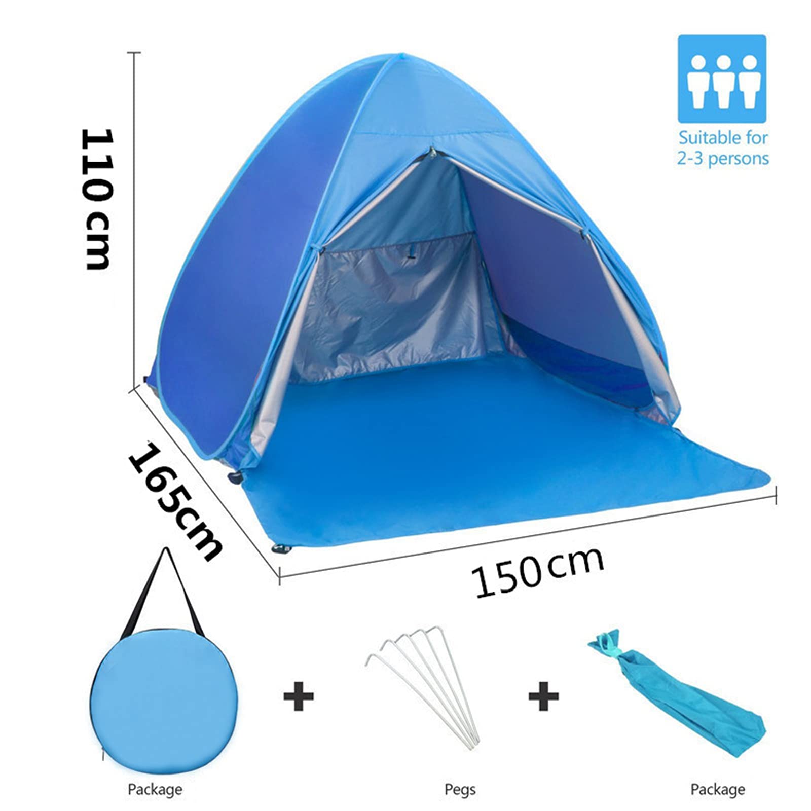 Tenda Spiaggia Pop Up NINGESHOP - UPF 50+, Leggera 0.99kg, Per 1-3 Persone, Con Custodia - Foto 7