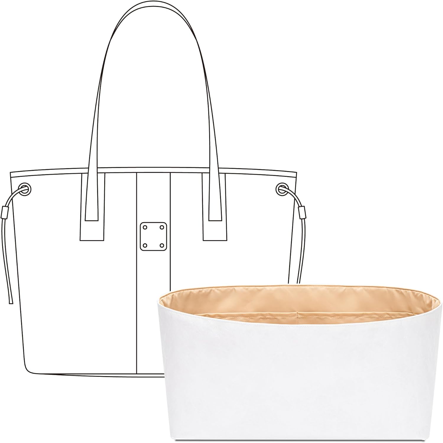 Tote Bag Organizer Insert for MCM Large Liz Shopper Handbag,Custom Fit Inside Premium Vanile Lightweight WaterResistant Purse Insert with Cup Holder Accessories