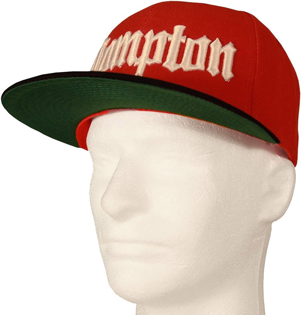 Compton Flat Bill Snapback Red and Black Adjustable Baseball Cap Hat