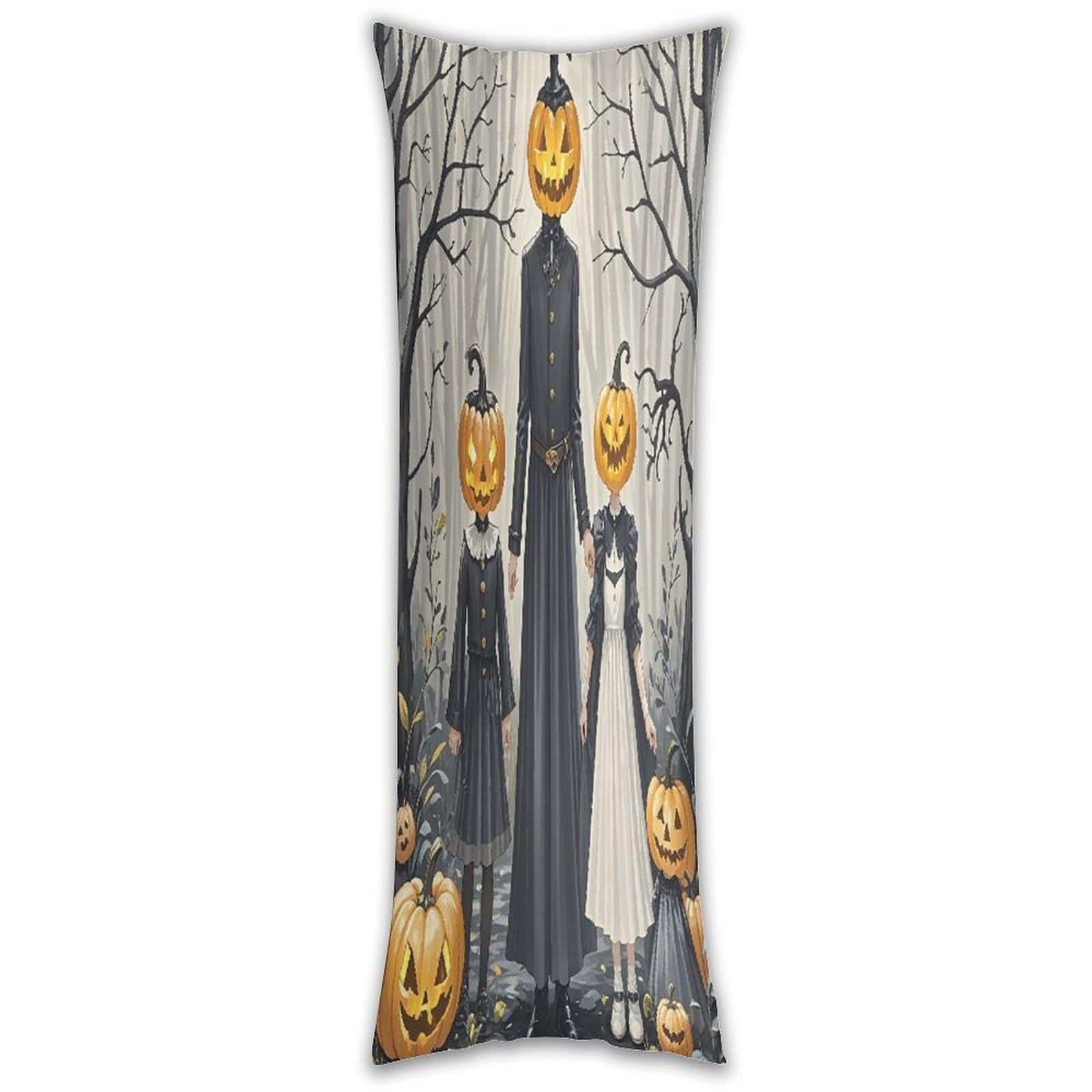 Pumpkin Head Family Long Pillow Case with Zipper Ultra Soft Microfiber Long Pillow Cover Breathable Body Pillow Protector Soft Wrinkle Pillowcase for Bed Sofa Bedroom 53 X 19 in