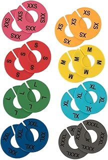 NAHANCO CCKIT3, Mixed Colors, Round Clothing Size Dividers with Black Print for XXS-XXXL, Kit of 16 (8 Sizes of 2 Each)