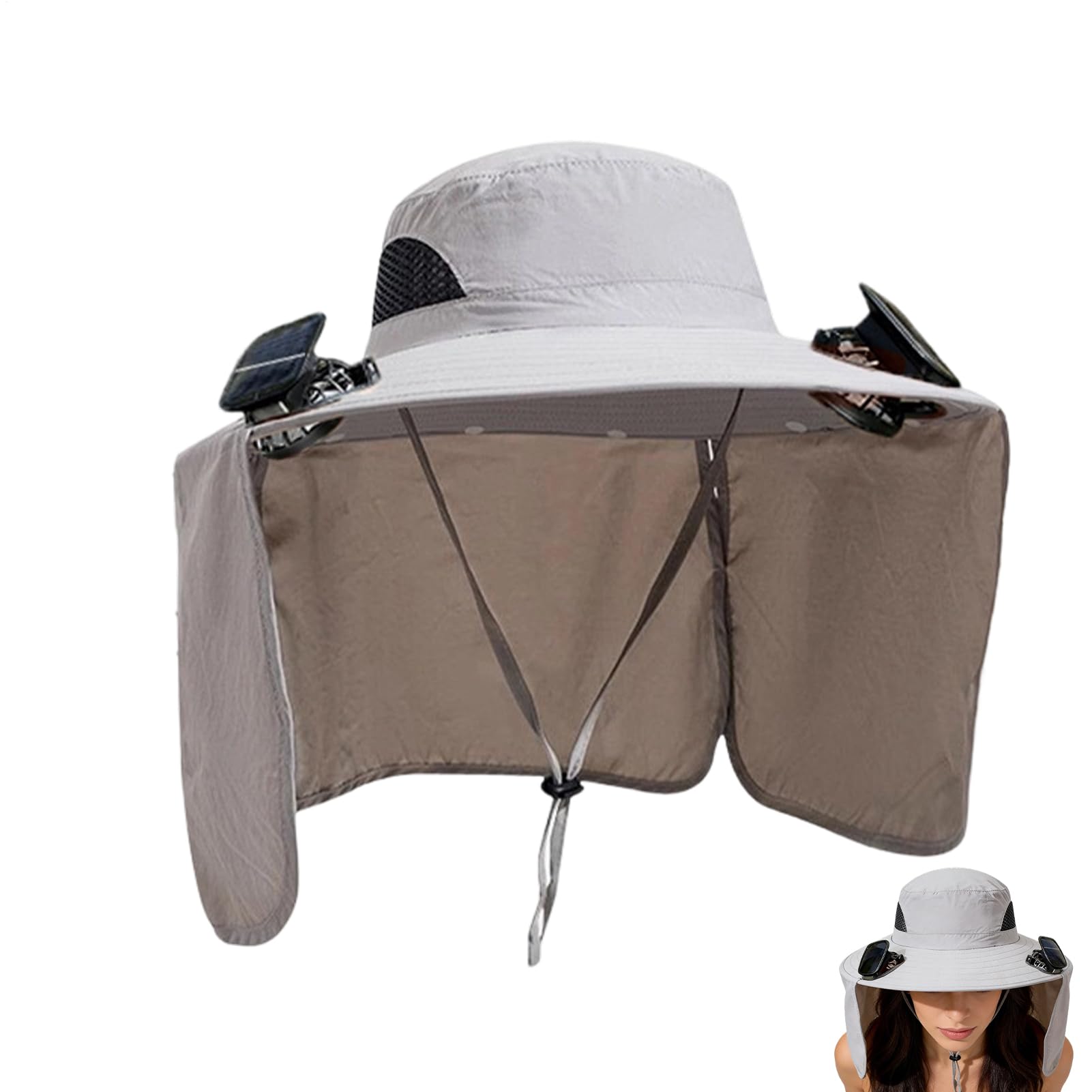 Sombrero con Ventiladores | Protección UV para Cabeza - Sombrero Plegable de con 2 Ventiladores Solares | para Hombre Mujer Senderismo Exterior Playa Vacaciones Verano