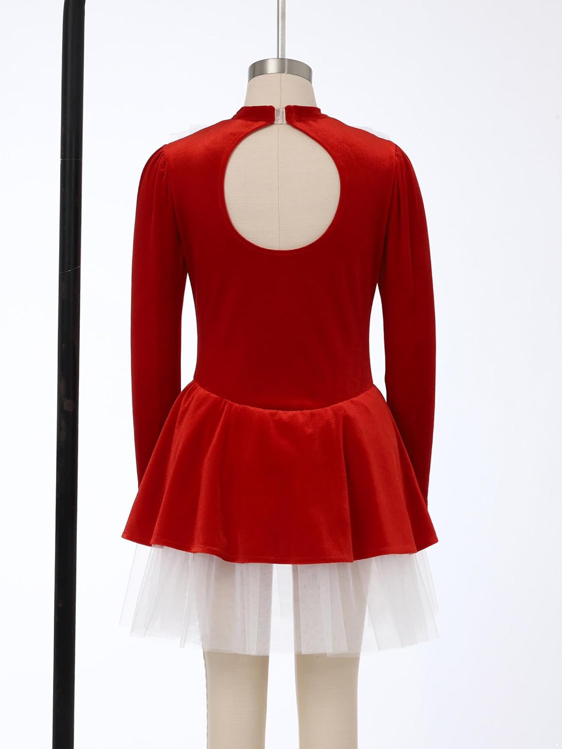 Girls Christmas Ice Skating Outfit Miss Santa Leotard with Rhinestone Tutu Skirt