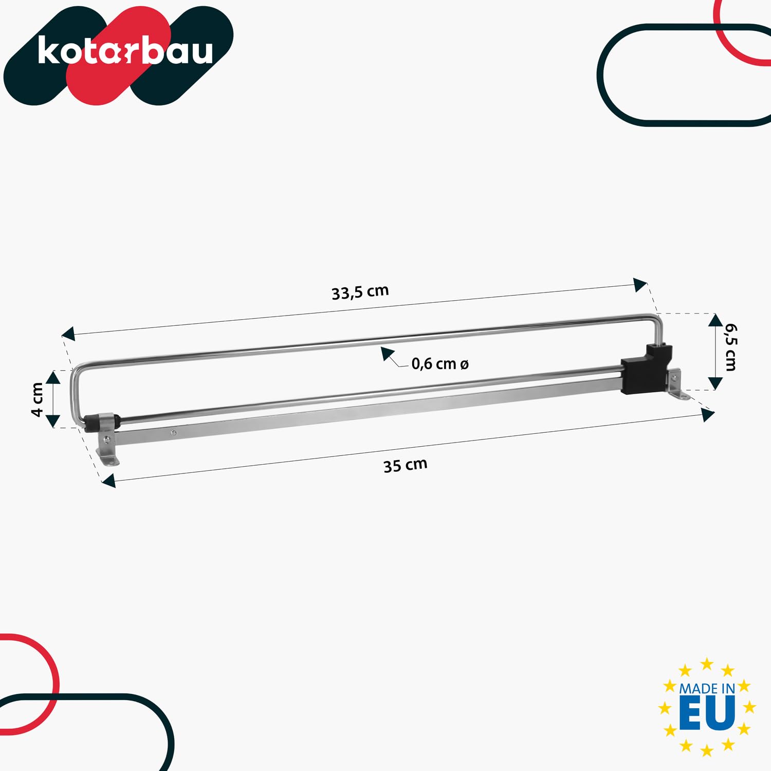 KOTARBAU® Zestaw 2 wysuwanych drążków na ubrania do szafy garderobianej, 350 mm