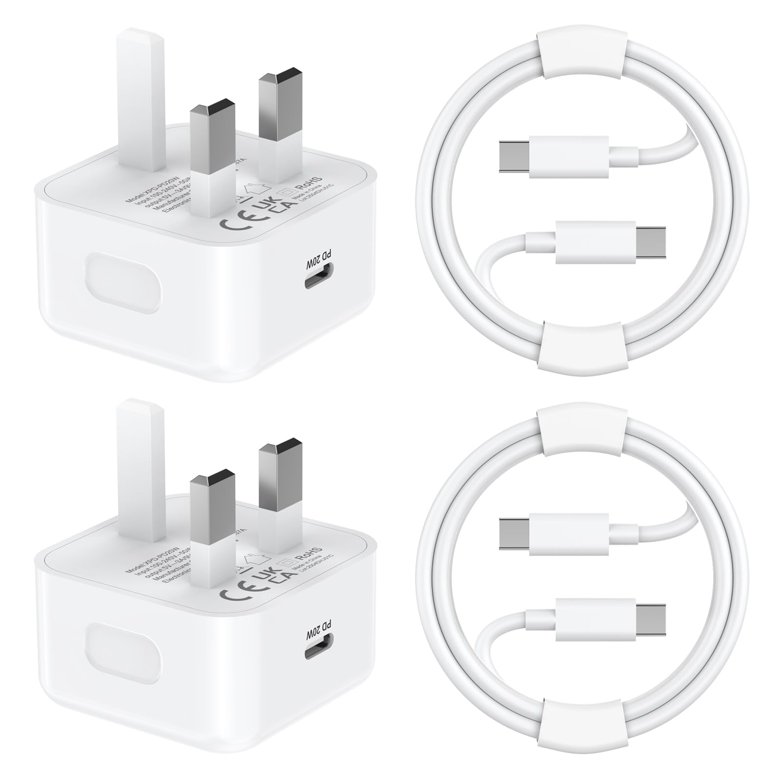 [Apple MFi Certified] iPhone 17 16 15 Charger, 20W USB C UK Plug & Cable