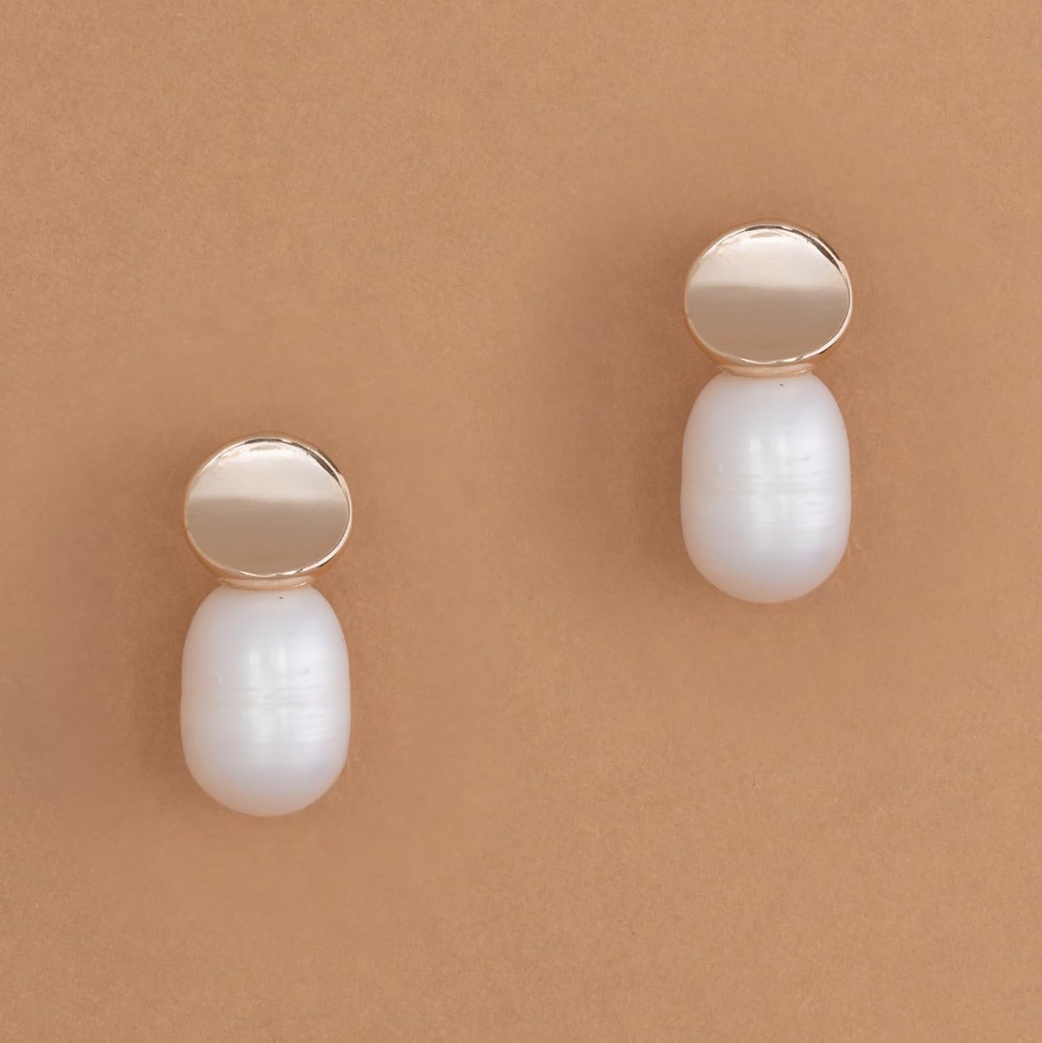 Cute Simulated Pearl Stacked Stud Earring in Brass - Choice of Colors