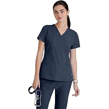 BARCO ONE Womens Pulse Scrub Top, Sporty V-Neck Medical Top w/ 4-Way Stretch & 5 Pockets