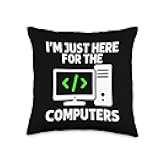 Cool Computer For Men Women Computer Geek Tech Coding Nerd Throw Pillow