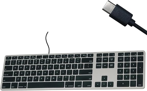 Matias Wired USB C Keyboard for Mac with Numeric Keypad - Mac Keyboard Compatible with Mac OS X v.10.6.8, MacBook Pro, MacBook Air, iMac - Latest Version Supported - Space Grey