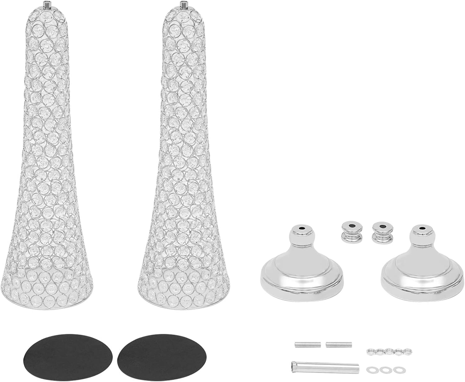 2 Pieces Crystal Trumpet Tall Vase, 20 inch Wedding Centerpiece Vase Iron Crystal Vase Table Decoration for Wedding Party Event Decoration, Silver
