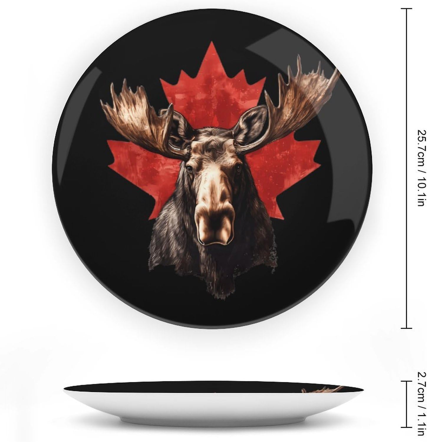 Moose with Canada Flag Bone China Decorative Porcelain Plates Dinnerware Ornaments