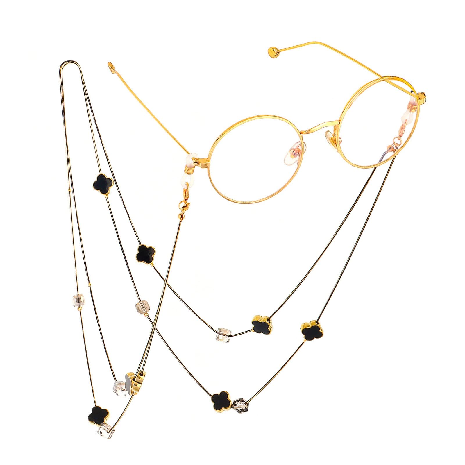 Modische Pulloverkette, Brillenkette, zweizweckige Schwarze Anhänger-Doppelbrillenkette
