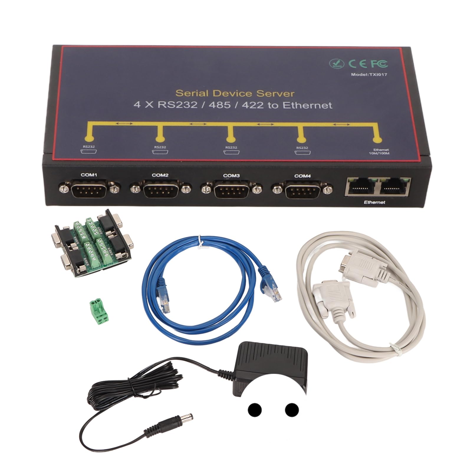 4 Puertos Adaptador de Servidor de Dispositivos Seriales Puerto RJ45 10 100Mbps