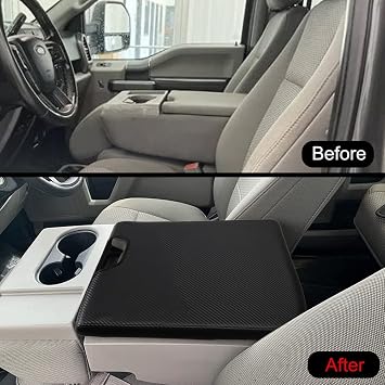 XITER 1PC Leather Center Console Armrest Cover Waterproof Protector Cover for 2015-2026 F150 2017-2026 F250 F350 F450 Super Duty with 40/20/40 Jump Seat(Carbon Fiber)