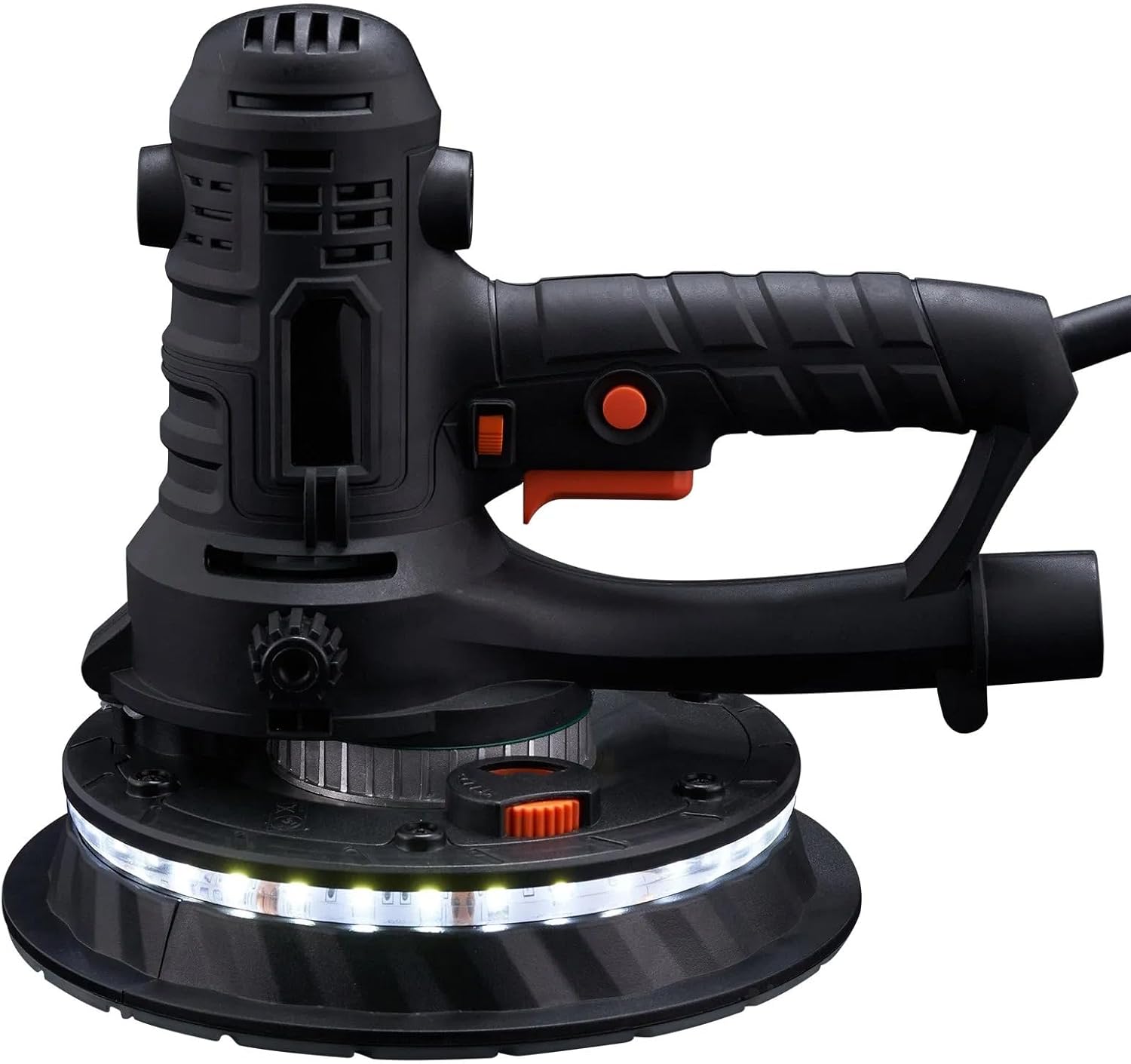 Drywall Sander, 800W Electric Sander with 12 Sanding Discs, Variable Speed 1200-2300 RPM Wall Sander with Automatic Vacuum Dust Collection System,Double LED Lights,Dust Bag,Detachable Edge