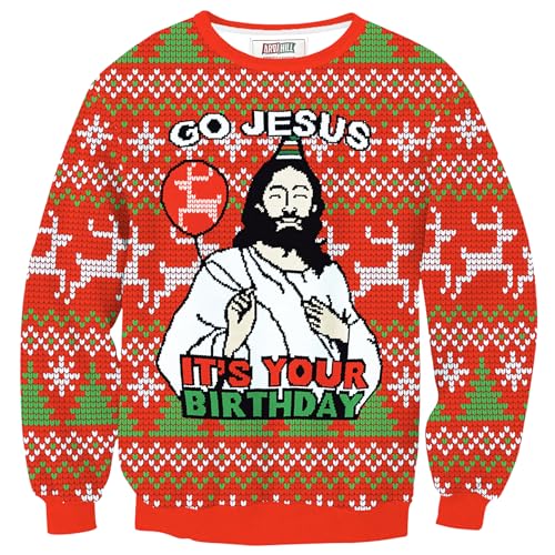 Arvilhill Mens Ugly Xmas Sweatshirt Funny Tacky Adult 3D Graphic Print Holiday Jumper Inappropriate S by Arvilhill - Used condition - US$25.34